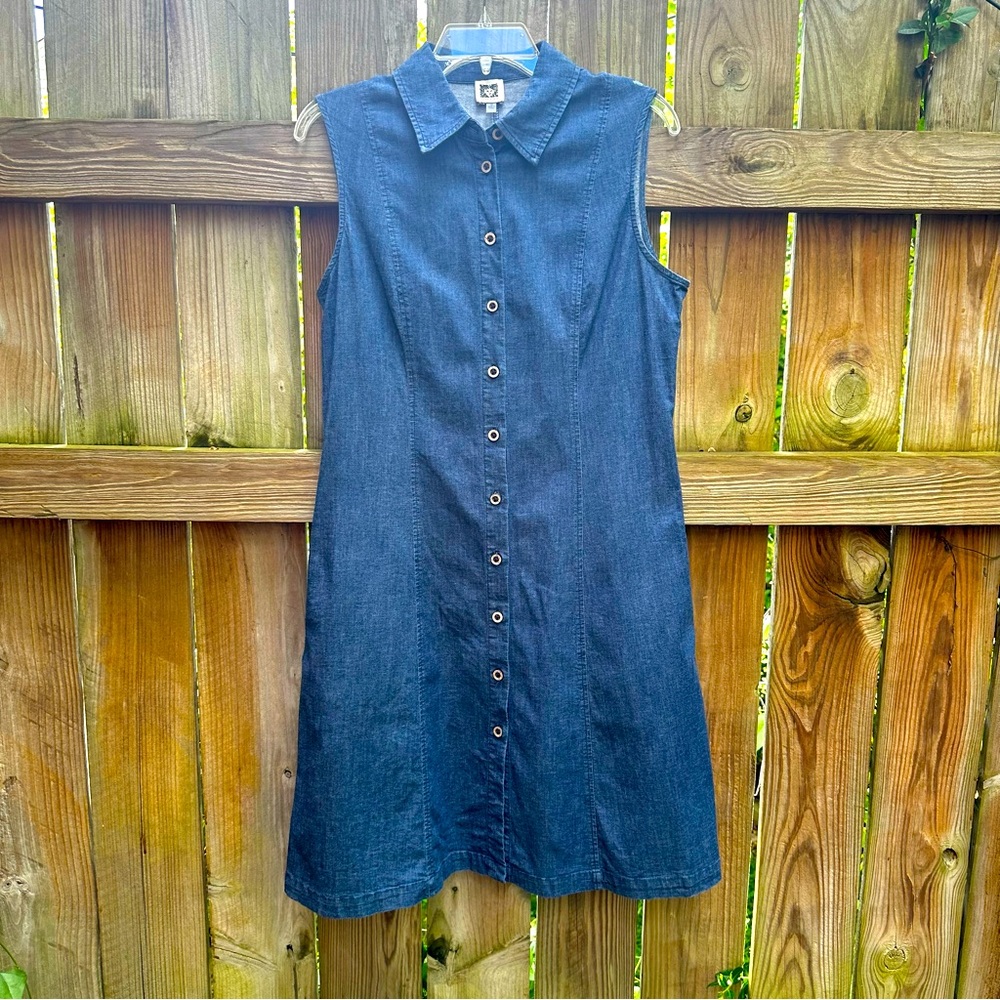 Anne Klein denim button down midi dress size 10.